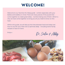 Load image into Gallery viewer, Nutrition for Sleep Guide -Babies & Toddlers